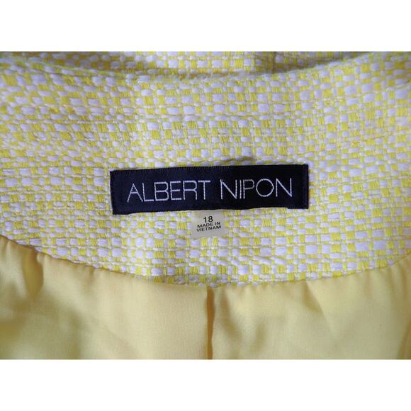 Albert Nippon Sz 18 Jacket Tweed Trench Coat Yellow Lemon Creme Long NWT - Picture 3 of 16